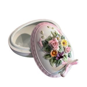 Vintage Lefton China egg ceramic jewelry box
